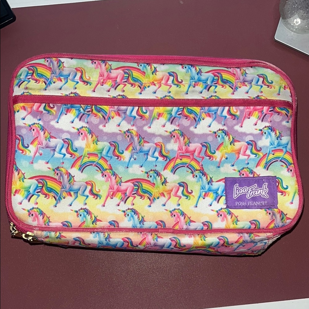 Posh Peanut Lisa Frank Rainbow Unicorn Lunch Bag - Pink and Yellow